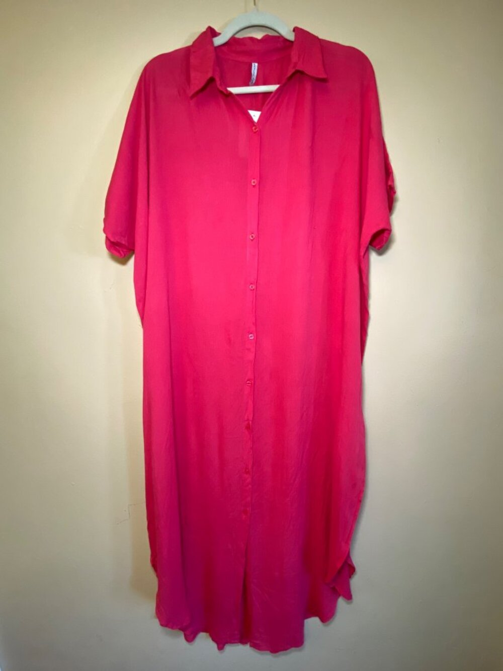 NWT Raviya Raspberry Button-Front Maxi Shirt Dress Cover-Up XL